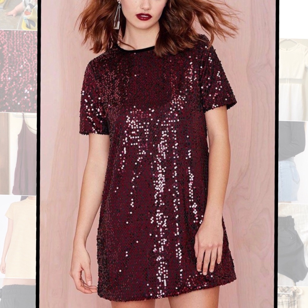 Super cute maroon sequin cocktail dress